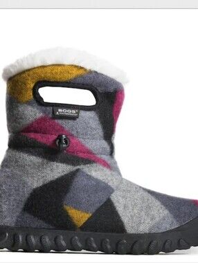 Bogs B-Moc Wool Waterproof Winter Boots Multicolor Geometric - Women's Size 7/38